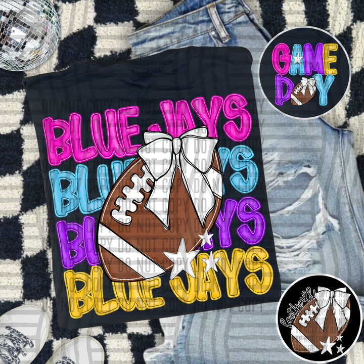Bright And Preppy Football Stacked DTF Print