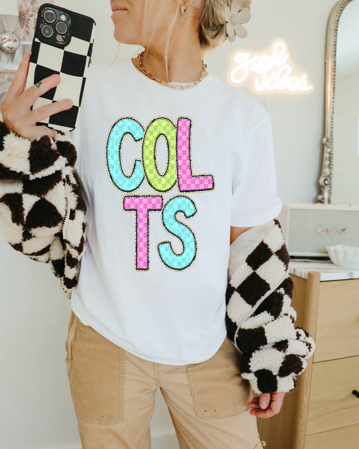 YOUTH Bright Checks DTF Print