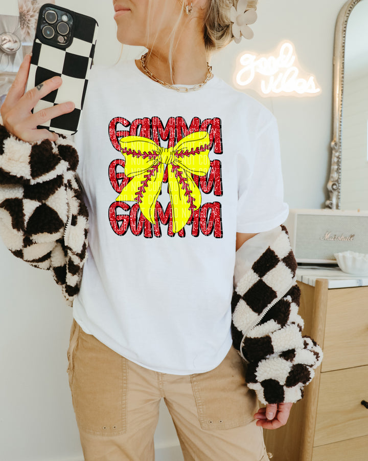 Softball Bow With Names DTF Print