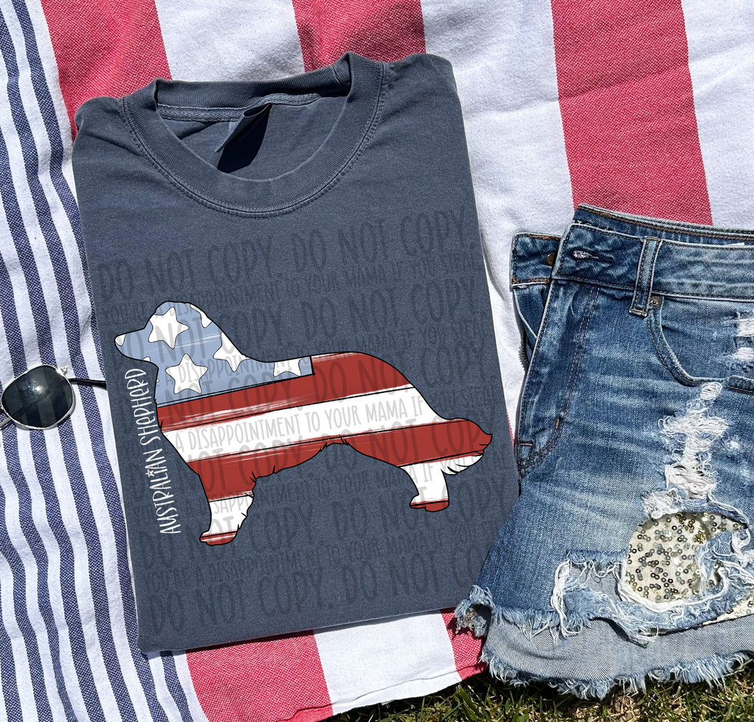 Patriotic Dog Designs White Text DTF Print