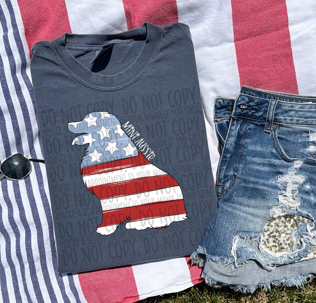 Patriotic Dog Designs White Text DTF Print