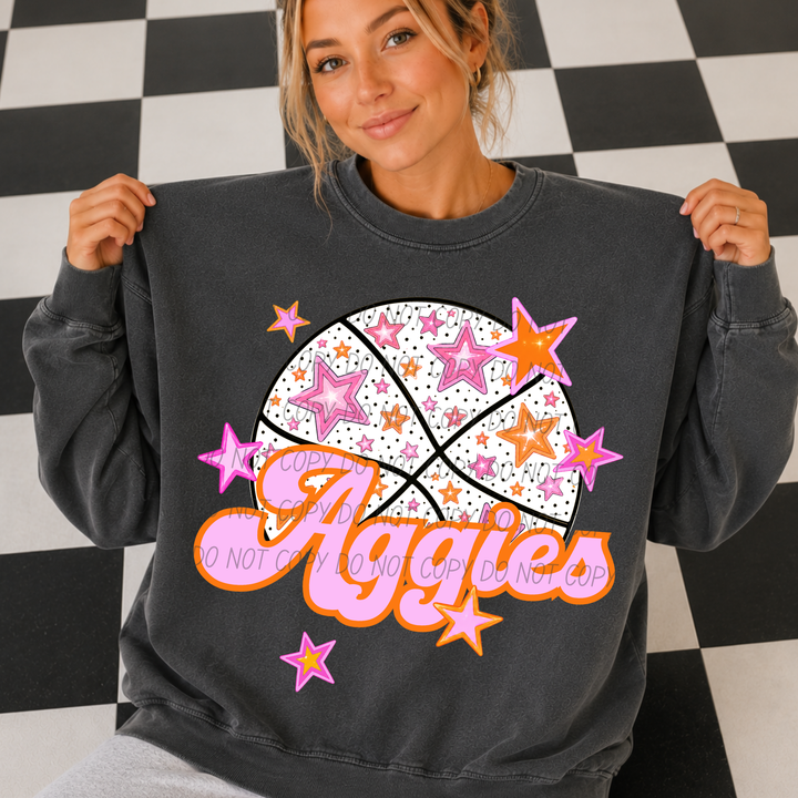 Pink Basketball Mascots DTF Print