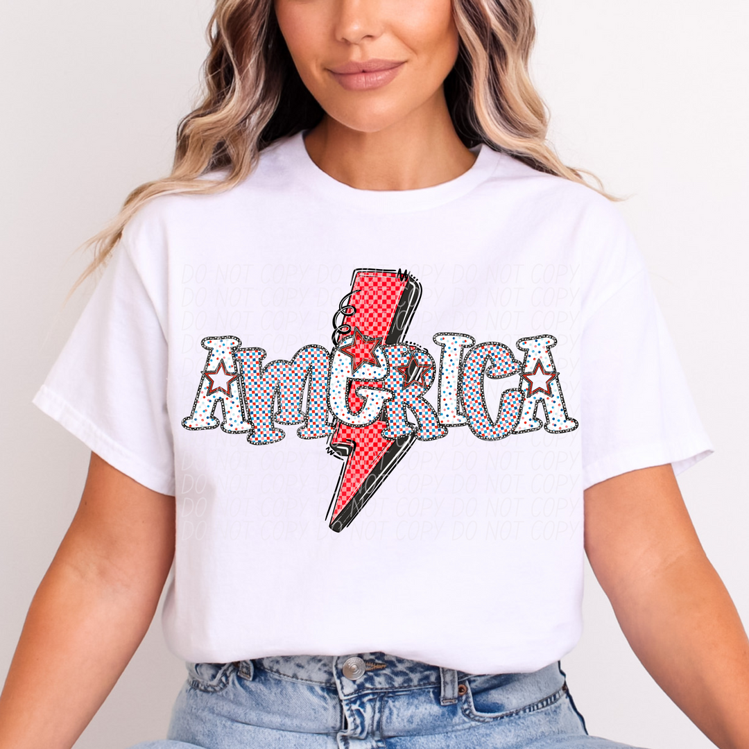 America Red Bolt DTF Print