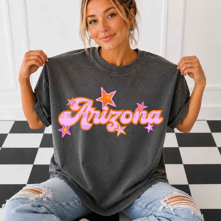 Pink and Orange States DTF Print