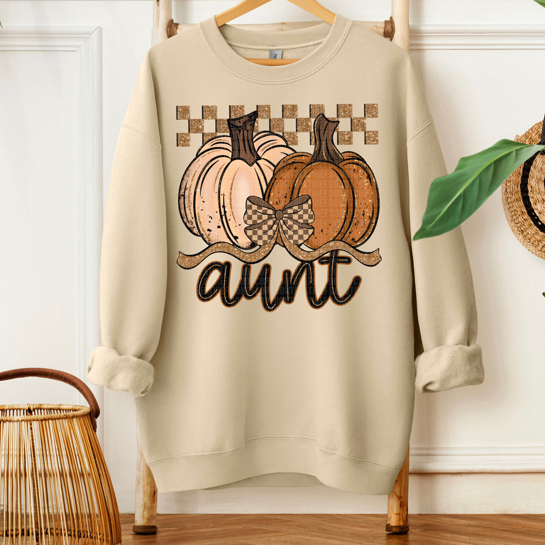 Fall Checkered Glitter Pumpkin Collection DTF Print