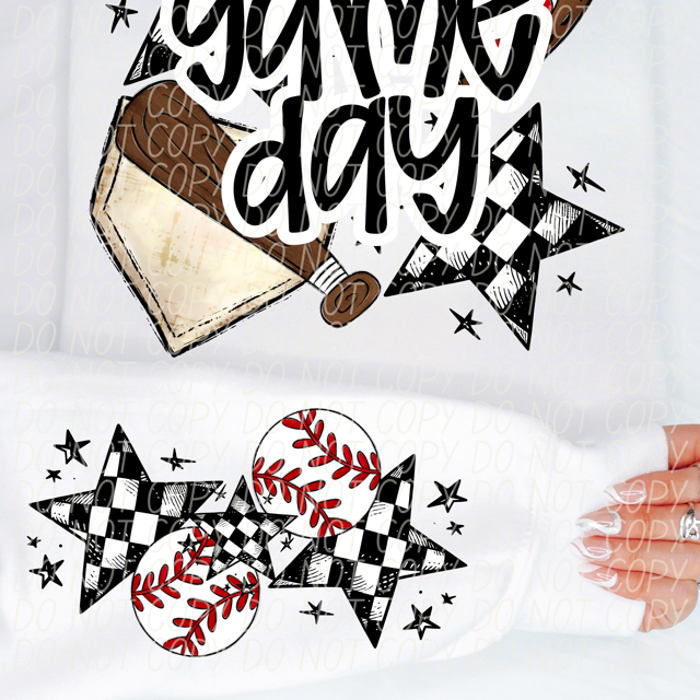 Game Day Sports Checkered Stars SLEEVE DTF Print