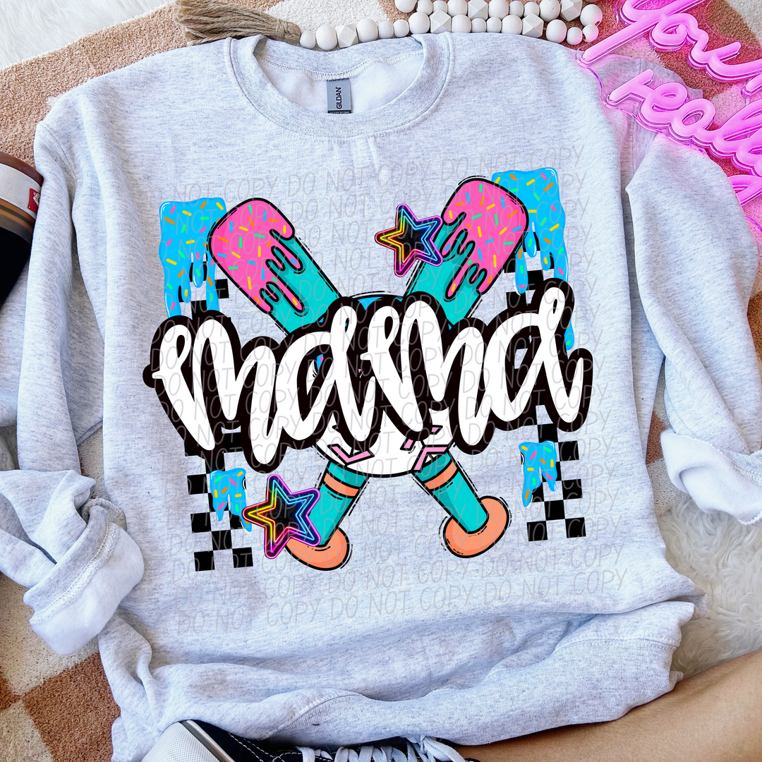 Baseball Mama Bats Drip DTF Print