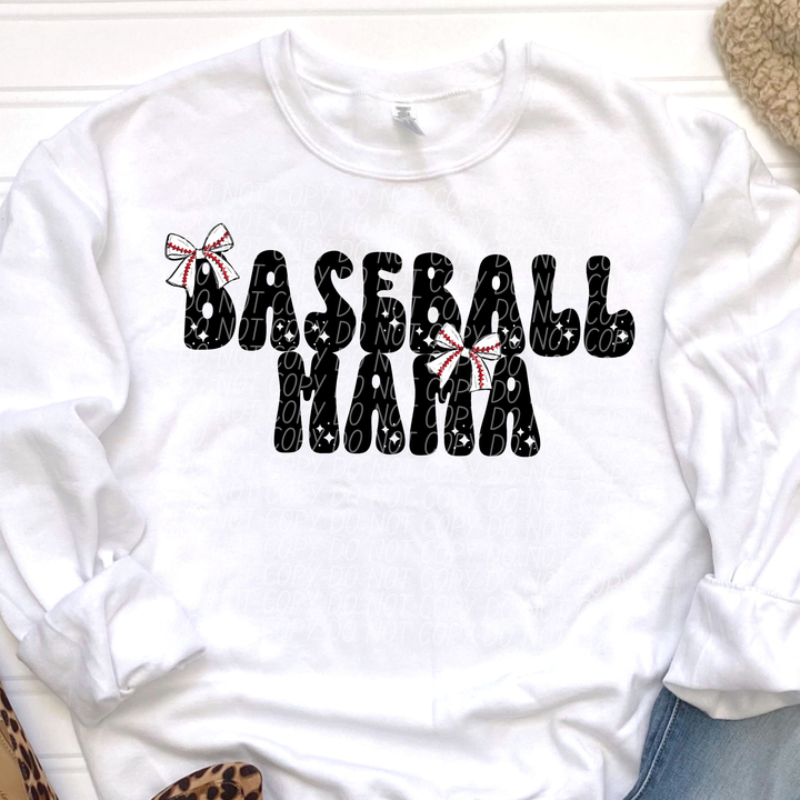 Baseball Mama Bow DTF Print