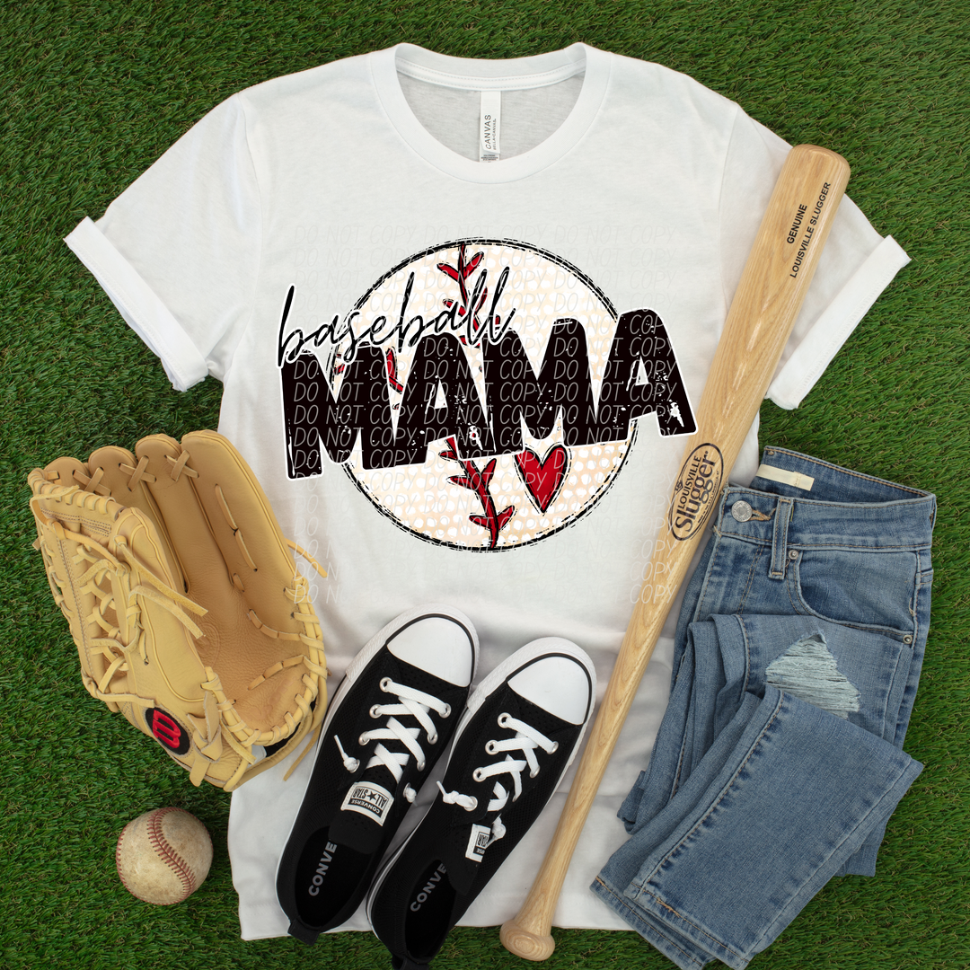 Baseball Mama with Heart DTF Print