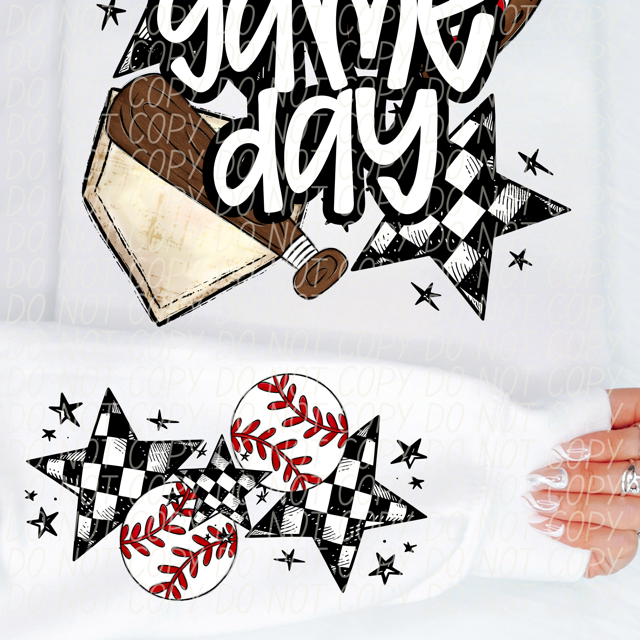 Game Day Sports Checkered Stars SLEEVE DTF Print