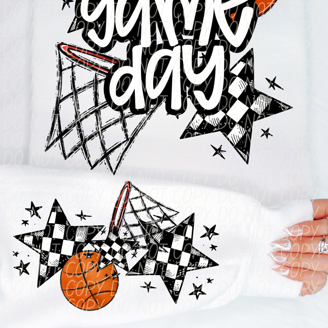 Game Day Sports Checkered Stars SLEEVE DTF Print