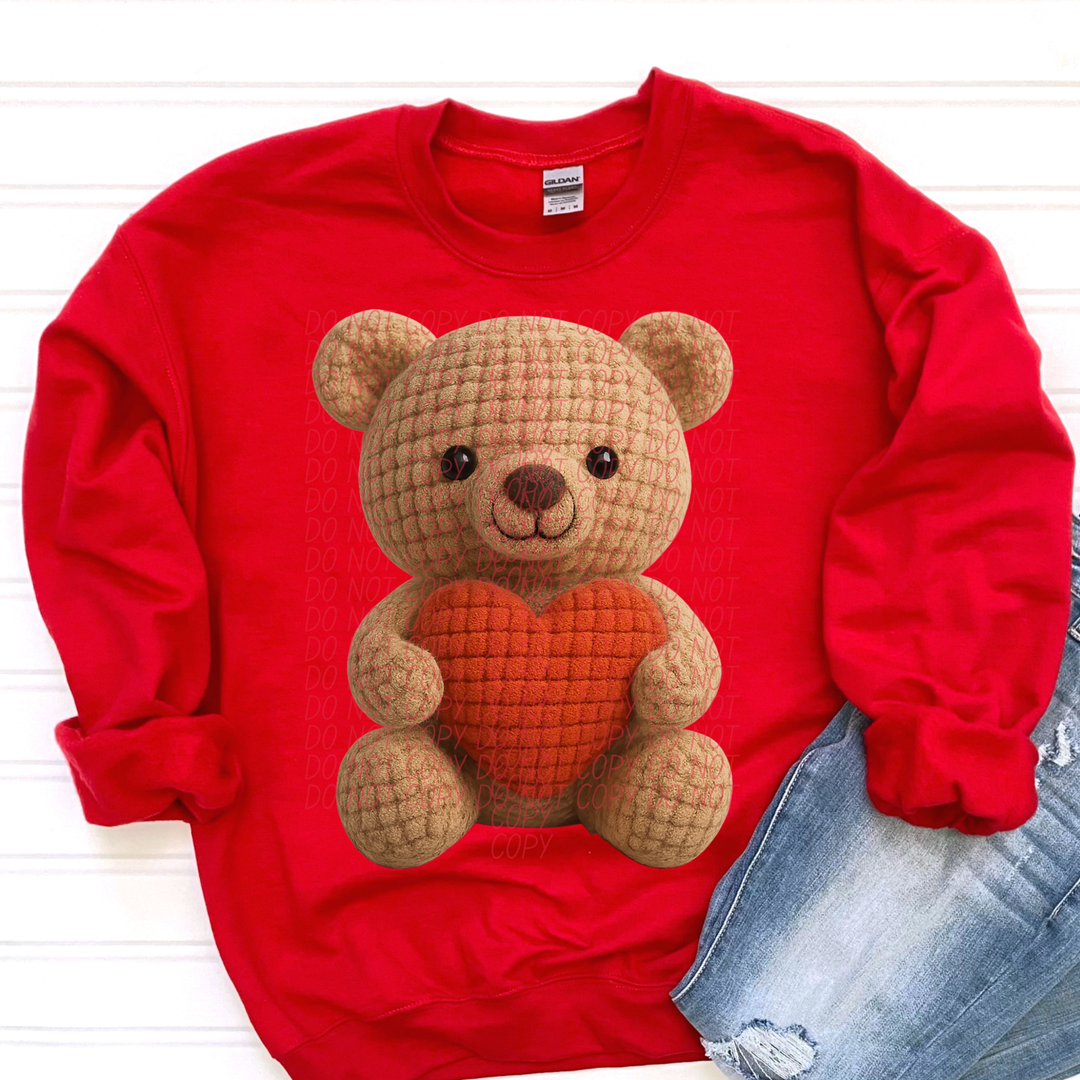 Crochet Bear Red DTF Print
