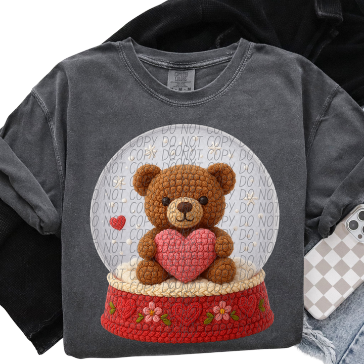 Snow Globe Bear DTF Print