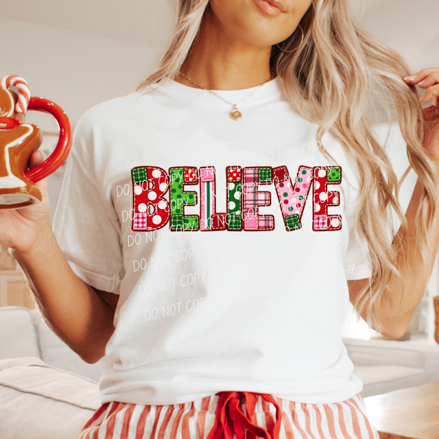 Believe Pink and Red DTF Print