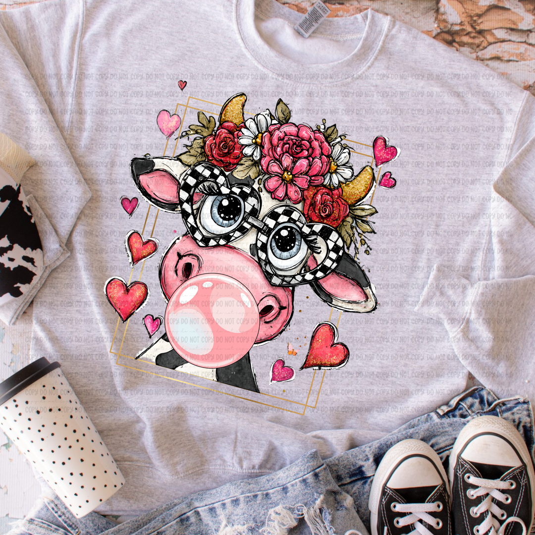 Bubblegum Cow DTF Print