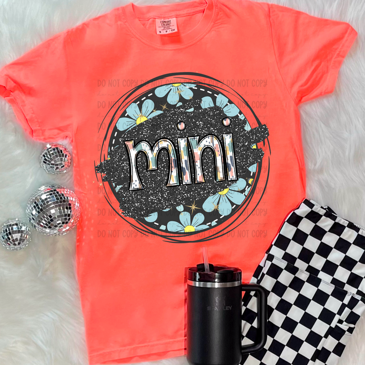 Blue Floral Circle Names DTF Print