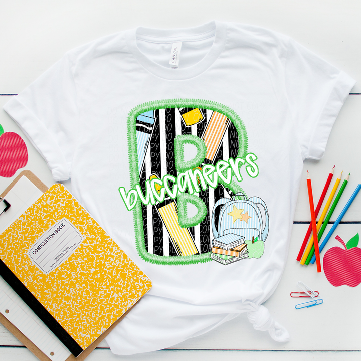 Green Letter Back to School Mascots DTF Print