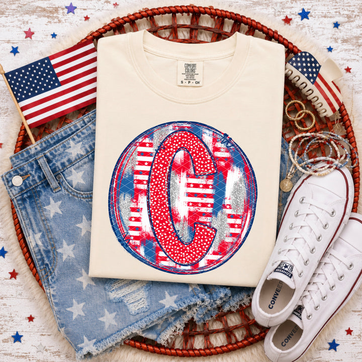 Patriotic Brush Strokes Letter Collection DTF Print