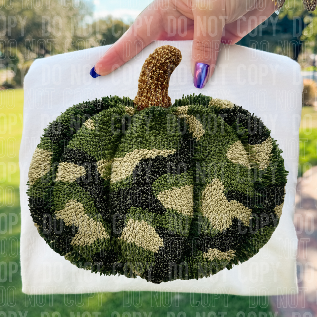 Camo Pumpkin Faux Yarn DTF Print