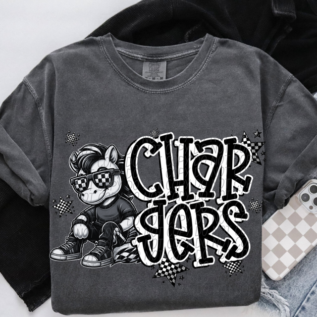 Black and White Mascots DTF Print