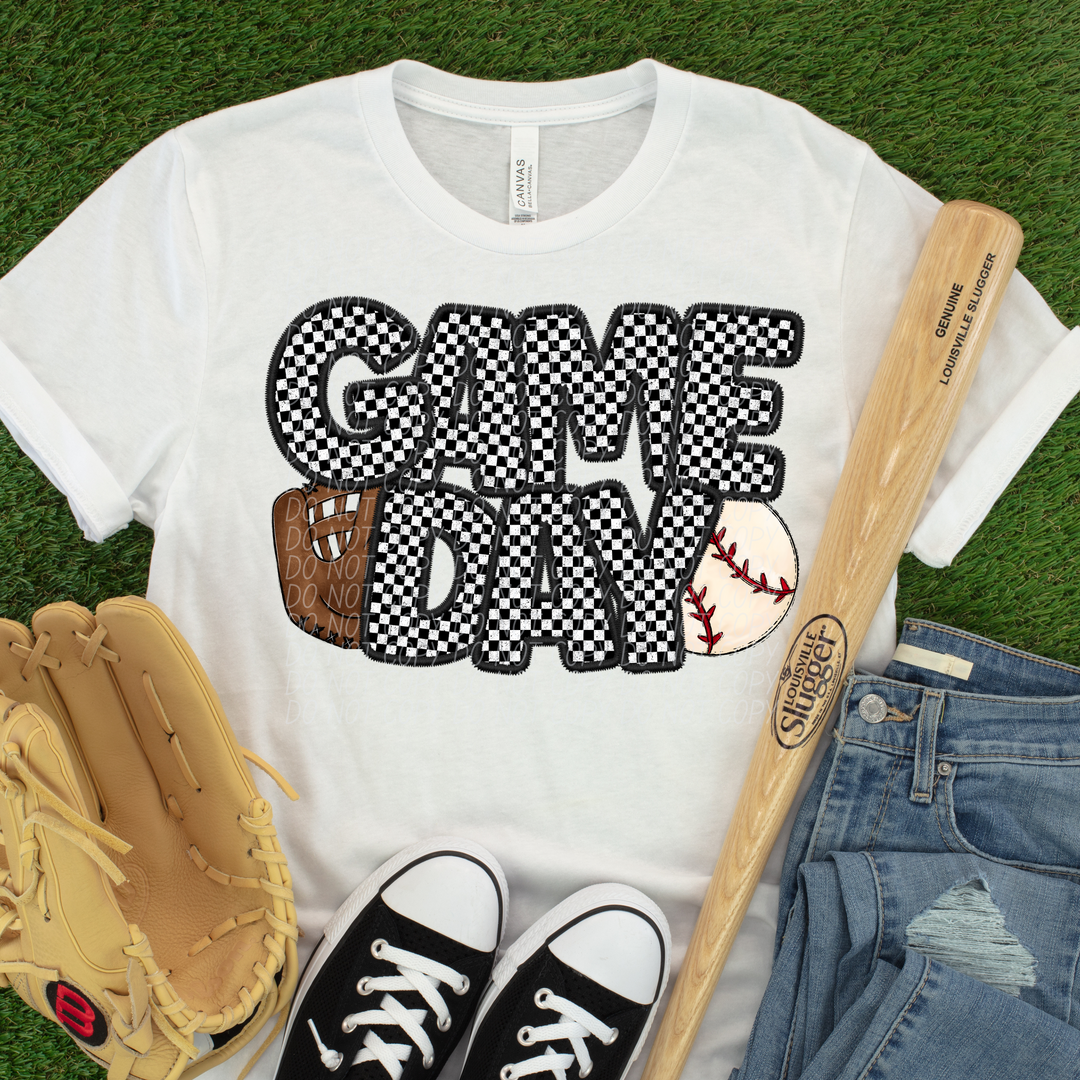 Baseball Checkered Game Day DTF Print