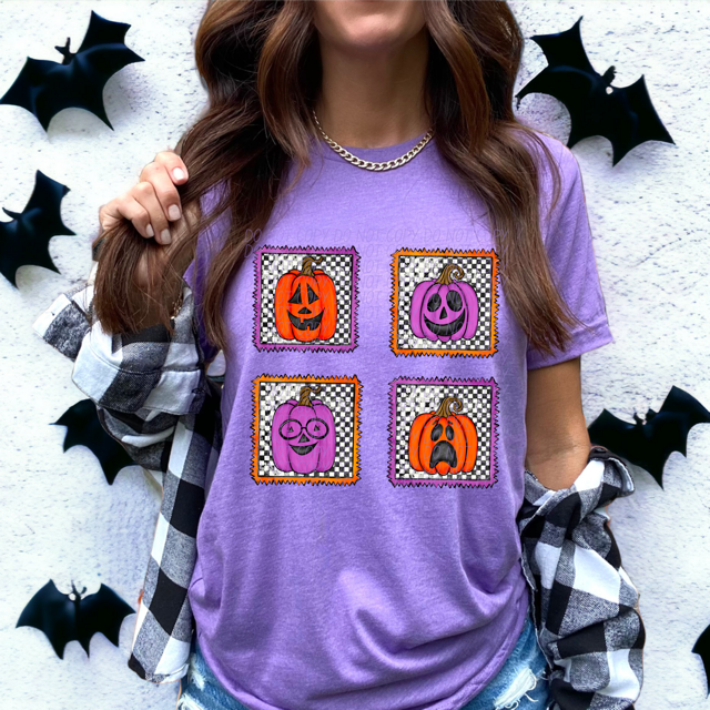 Checker Pumpkin DTF Print