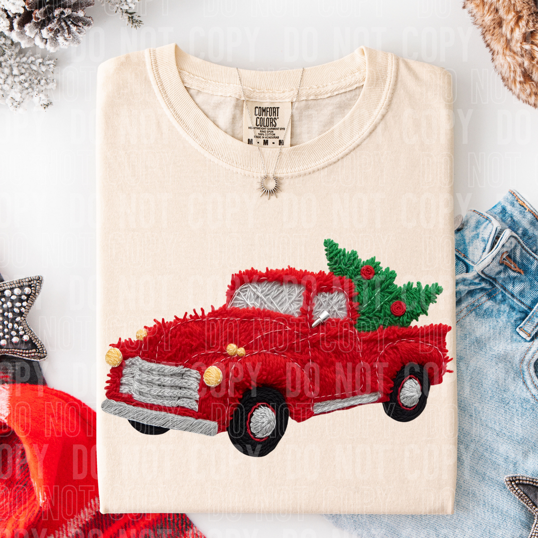 Christmas Truck Yarn DTF Print