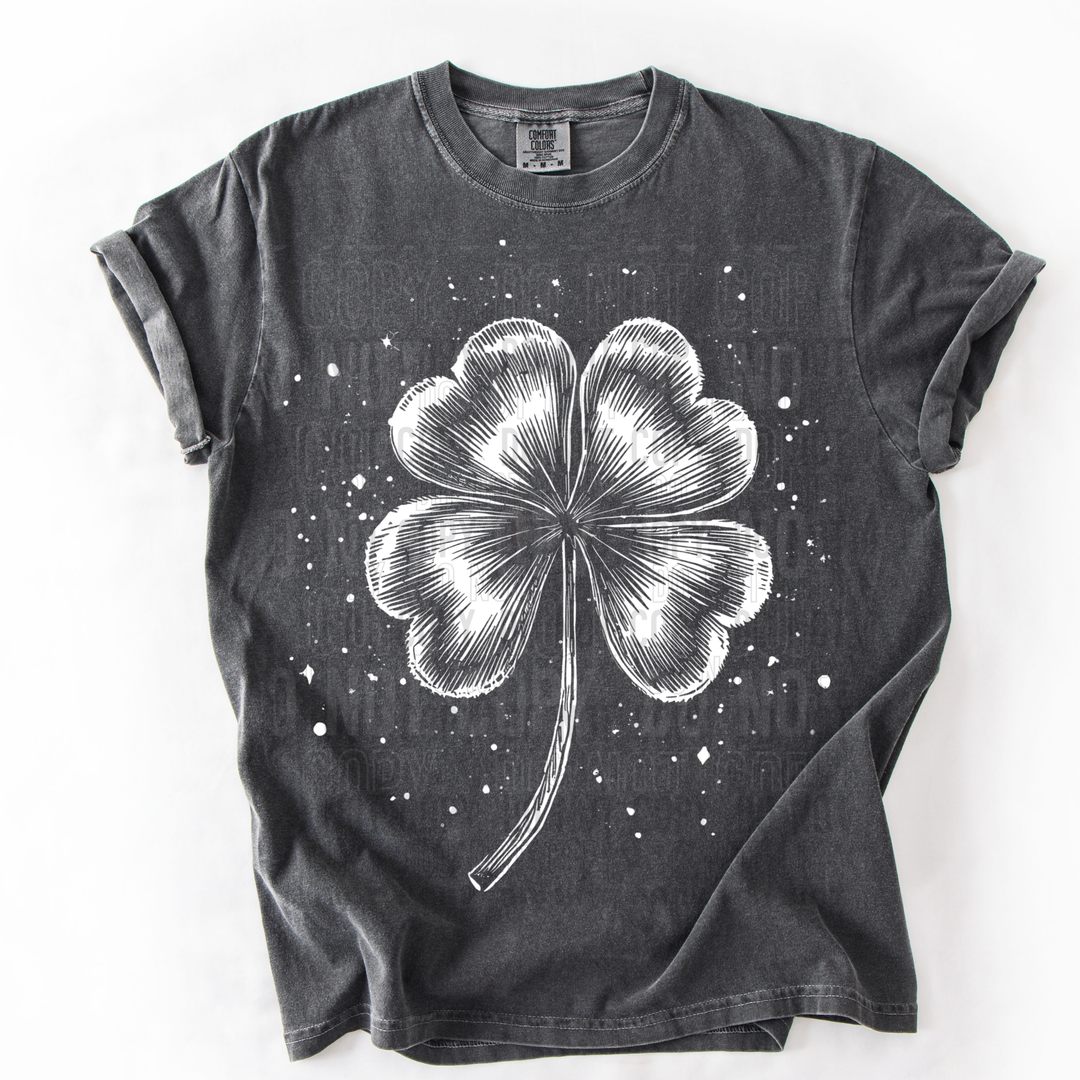 Clover Splatter White DTF Print