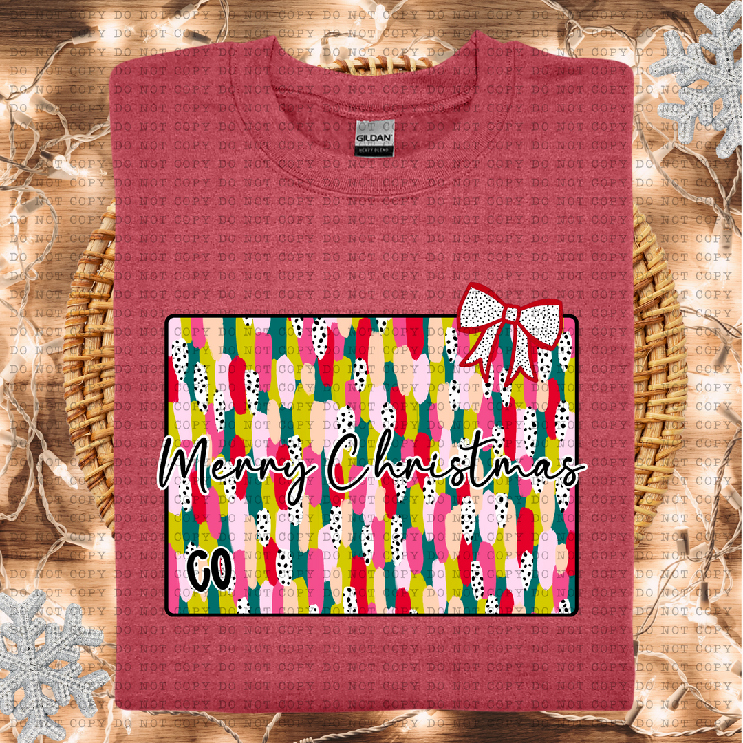 Messy Paint States Merry Christmas DTF Print