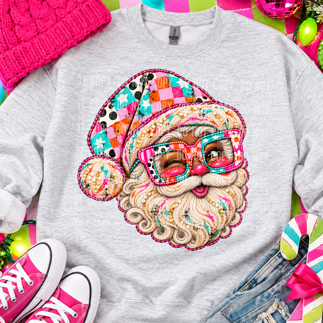 Colorful Santa DTF Print