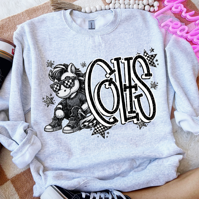 Black and White Mascots DTF Print