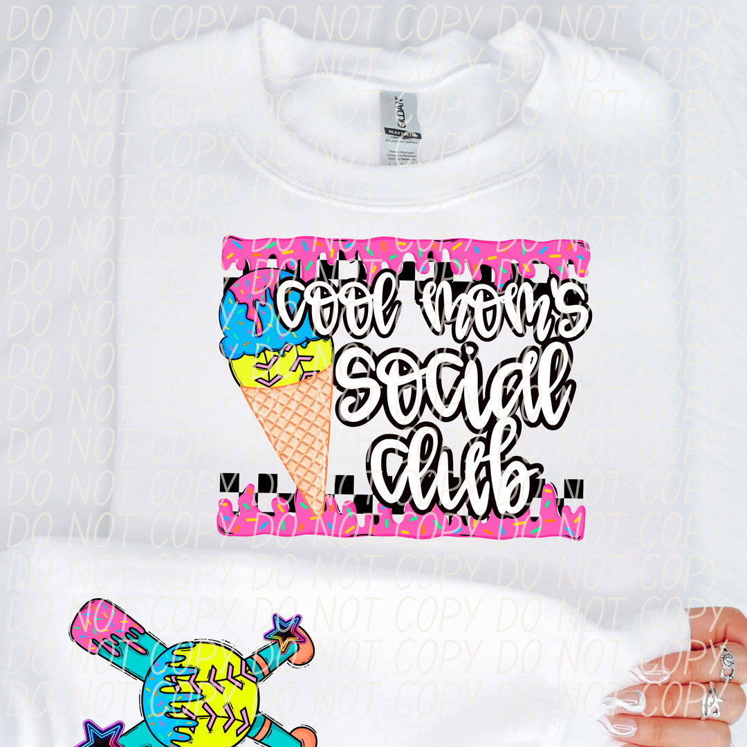 Cool Moms Social Club Softball Drip DTF Print