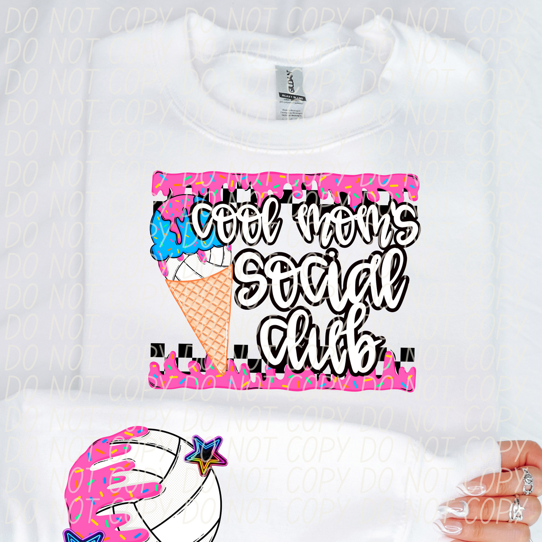 Cool Moms Social Club Volleyball Drip DTF Print