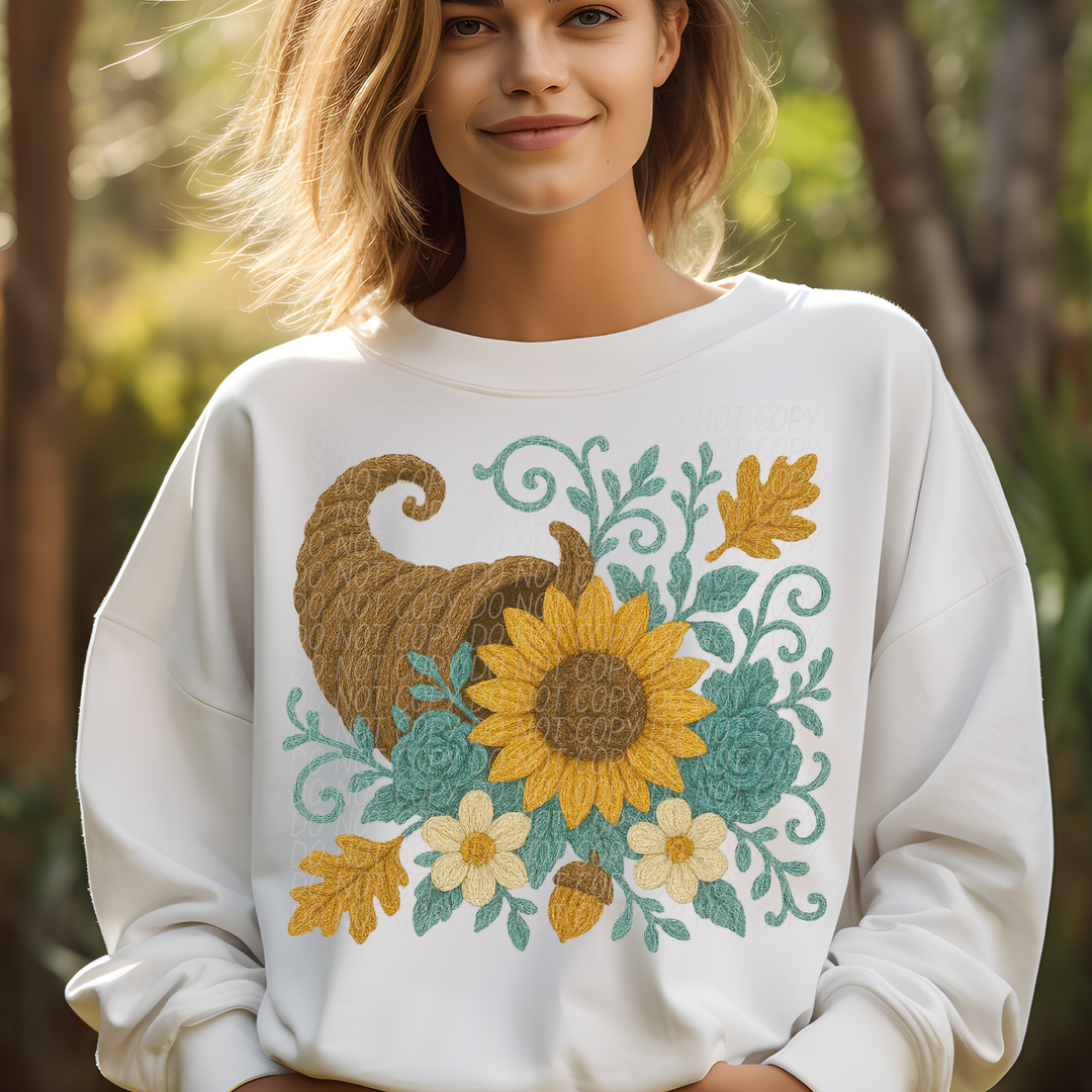 Faux Yarn Cornucopia DTF Print