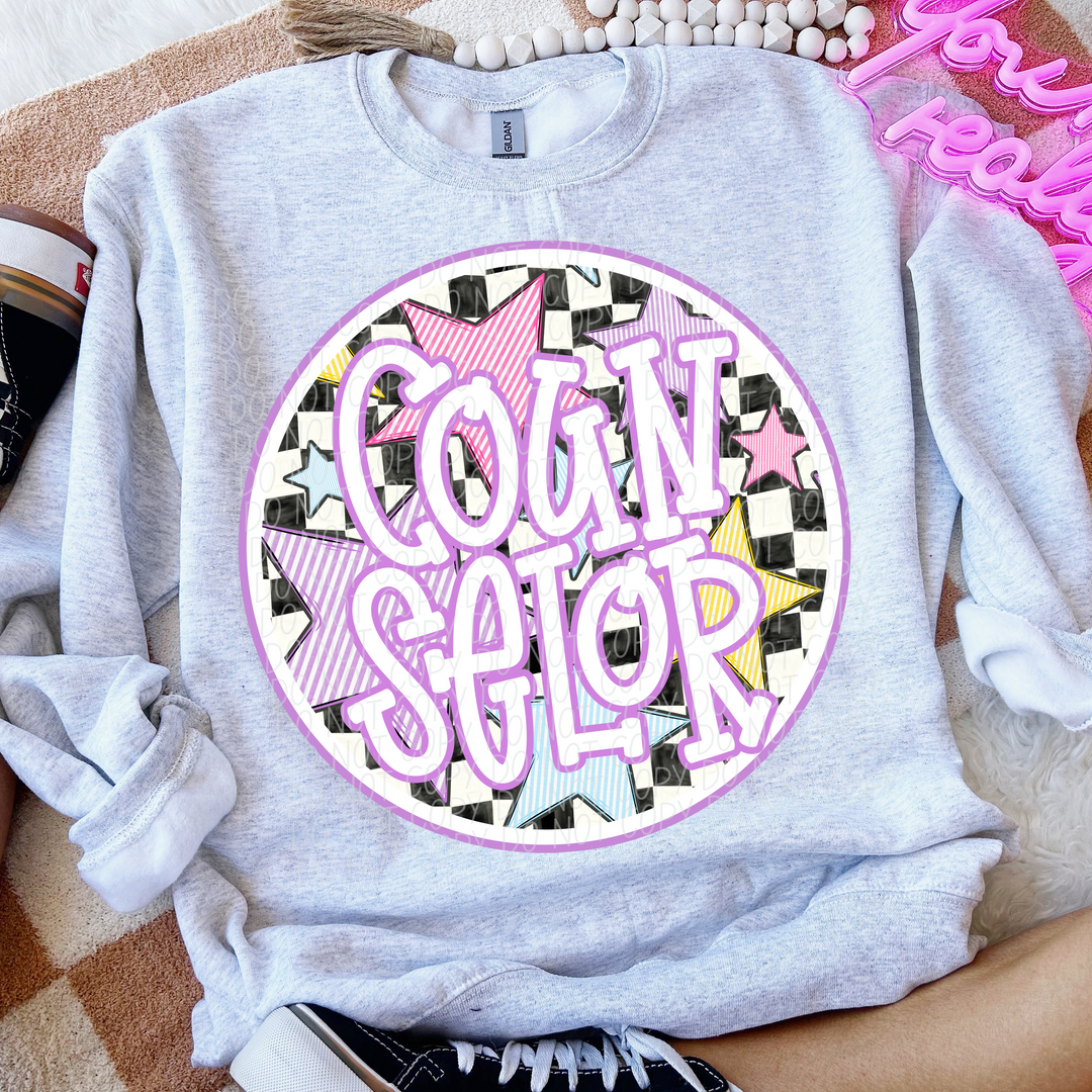 Back To School Stars Purple - Occupations DTF Print