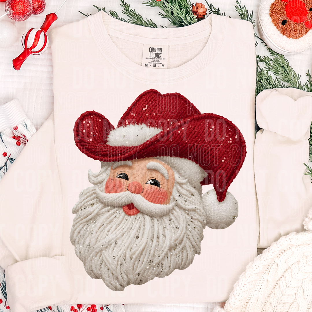 Cowboy Santa Faux Yarn DTF Print