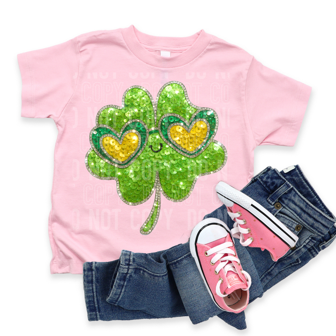 Cute Clover Faux Diamond Sequin DTF Print