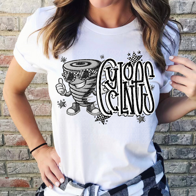 Black and White Mascots DTF Print