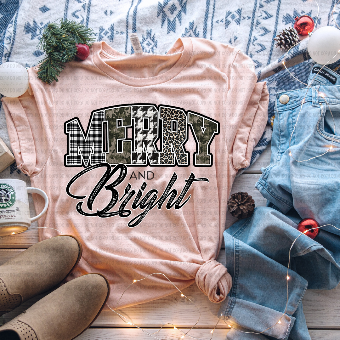 Camo Plaid Merry and Bright DTF Print