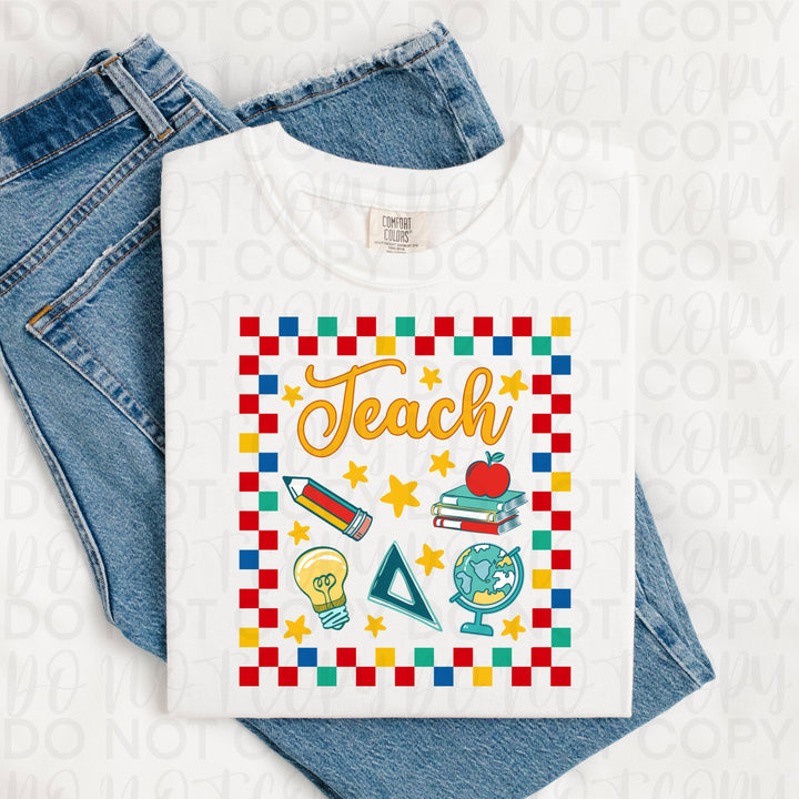Checkered Teach DTF Print