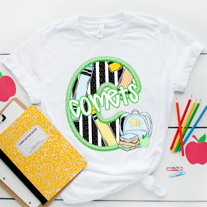 Green Letter Back to School Mascots DTF Print