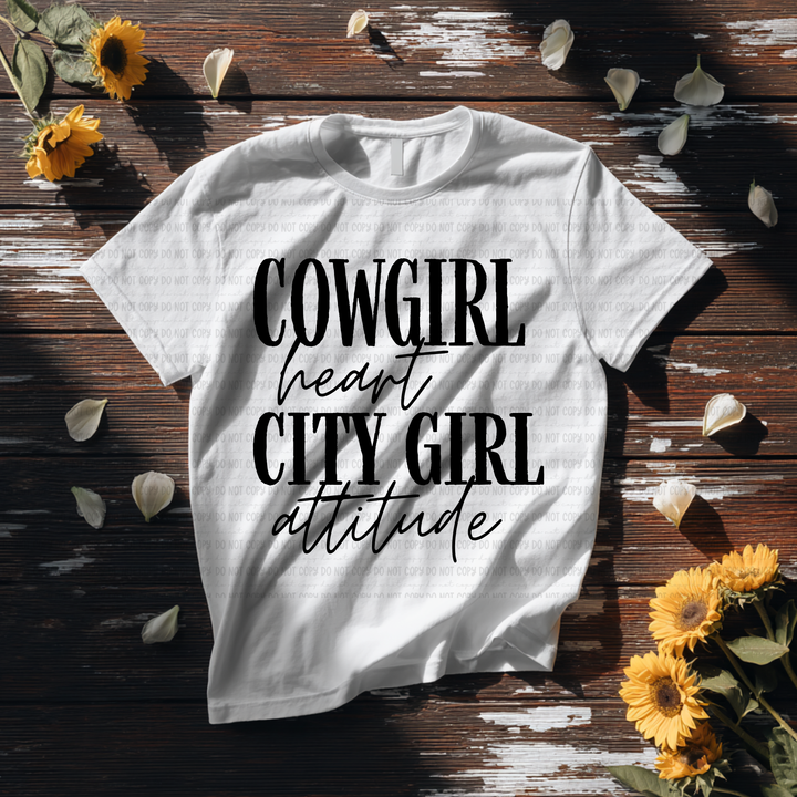 Cowgirl Heart City Girl Attitude DTF Print