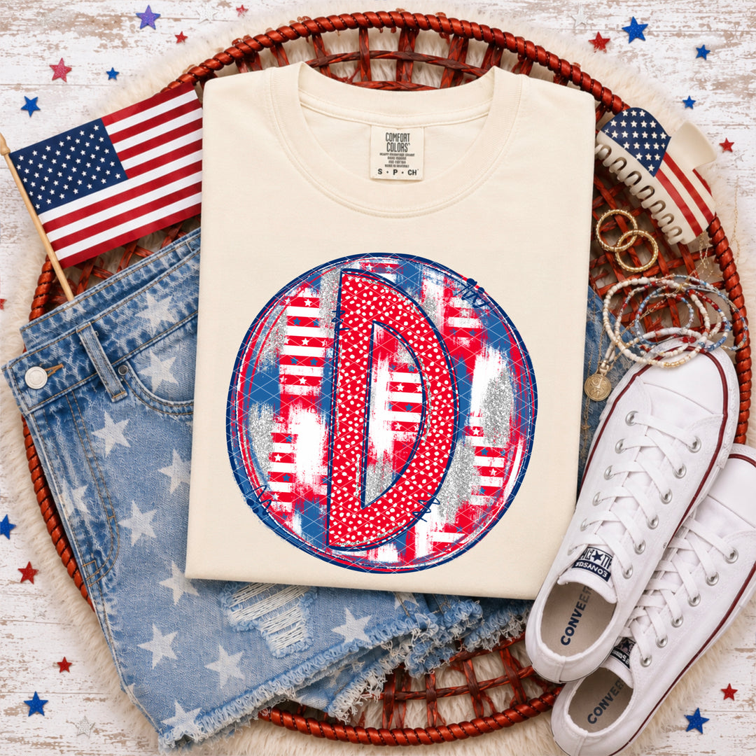 Patriotic Brush Strokes Letter Collection DTF Print