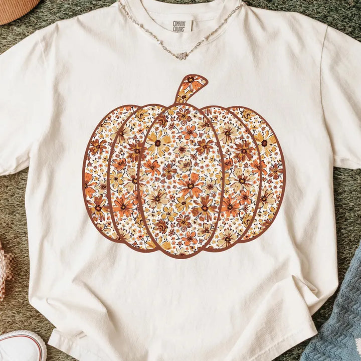 Floral Pumpkin DTF Print