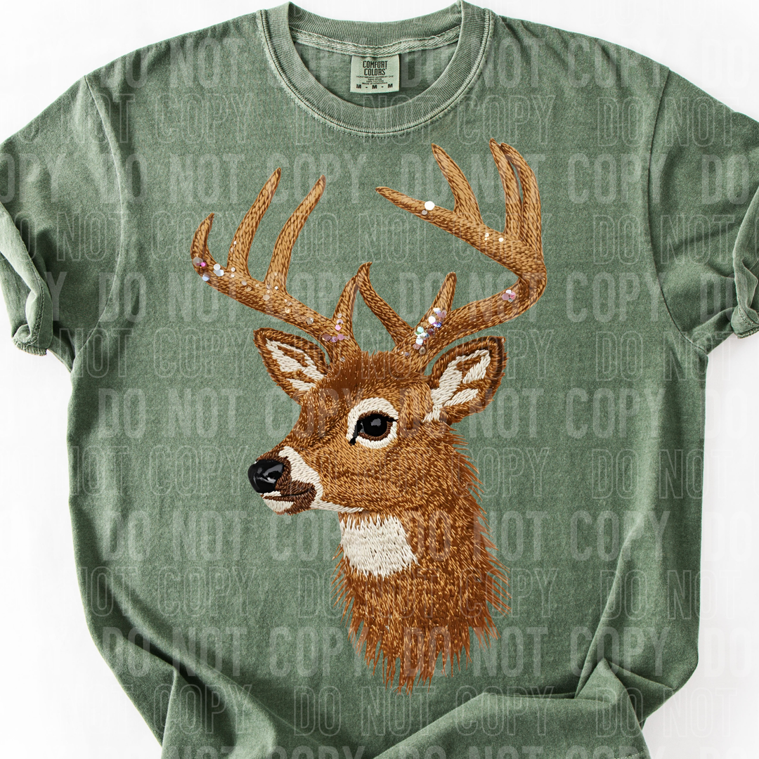 Deer Faux Yarn Sequin DTF Print