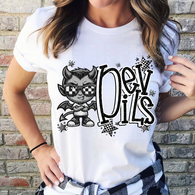 Black and White Mascots DTF Print