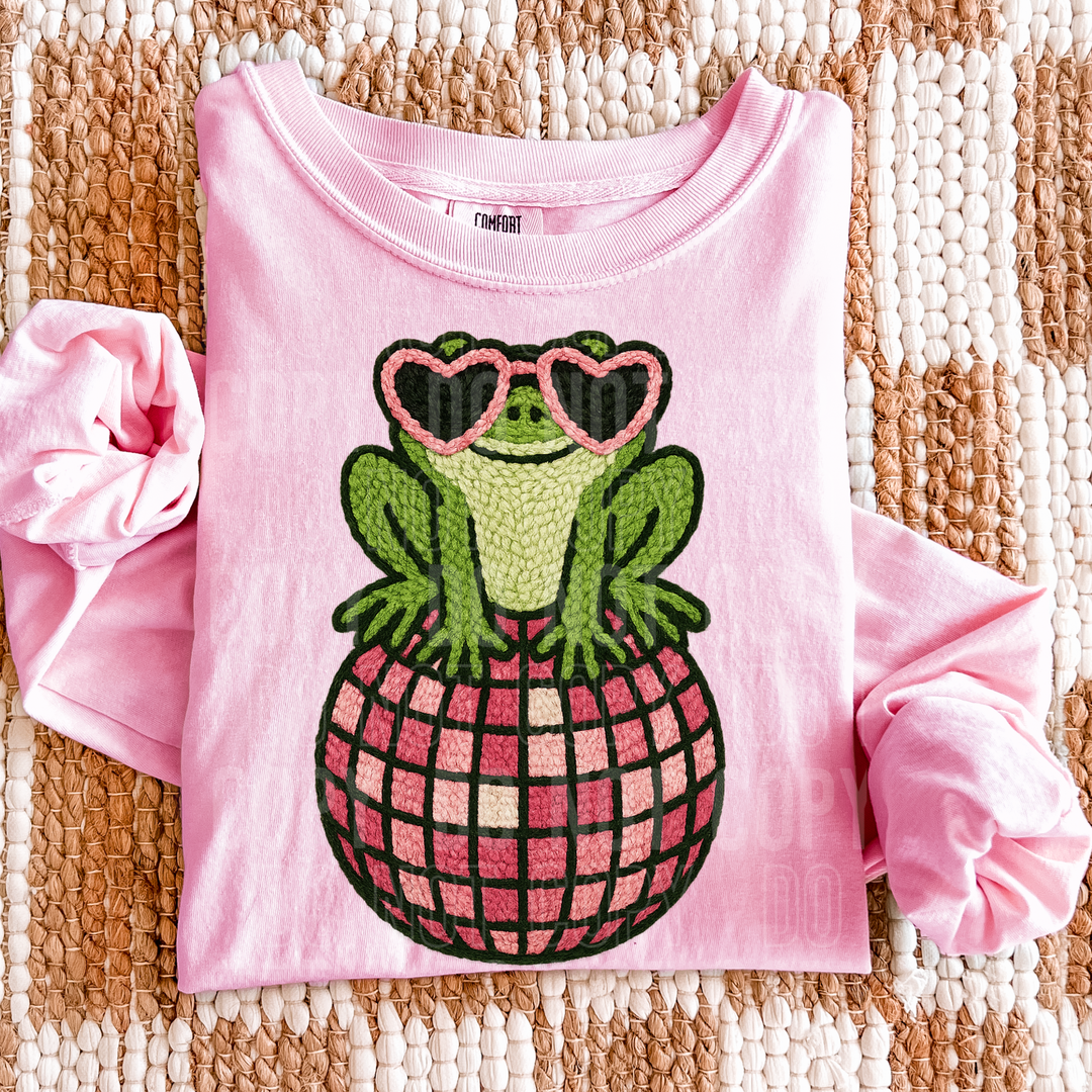 Faux Yarn Disco Frog DTF Print