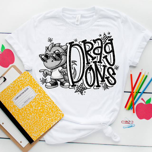 Black and White Mascots DTF Print