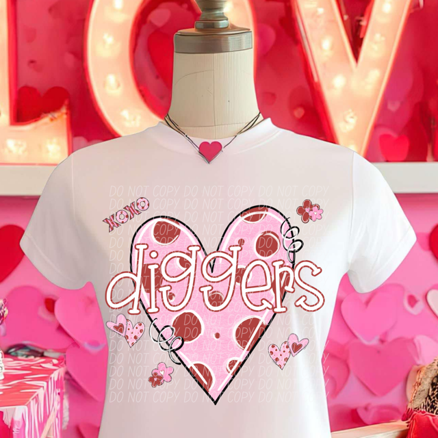 Valentine's Mascot Pink and Red DTF Print