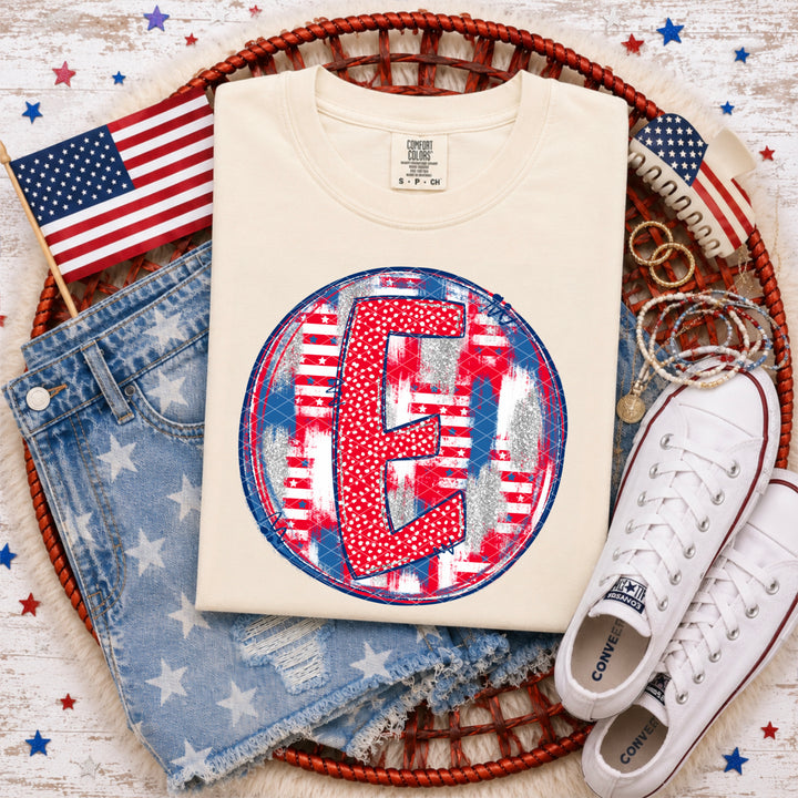 Patriotic Brush Strokes Letter Collection DTF Print